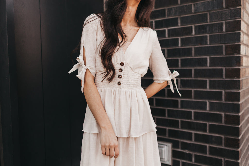 Emilia Midi Dress in Champagne