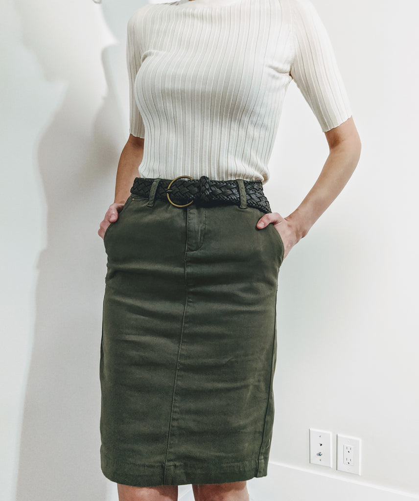 Olivia Knee Length Skirt In WHITE