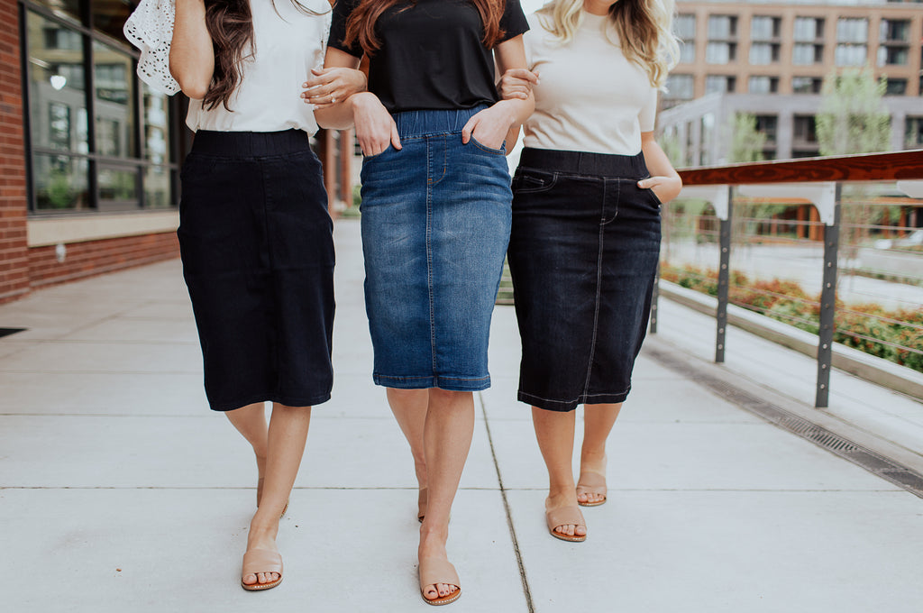 All Day Every Day Denim Skirt in Black