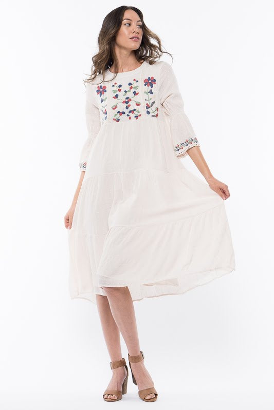 Nalah Embroidered Midi Dress