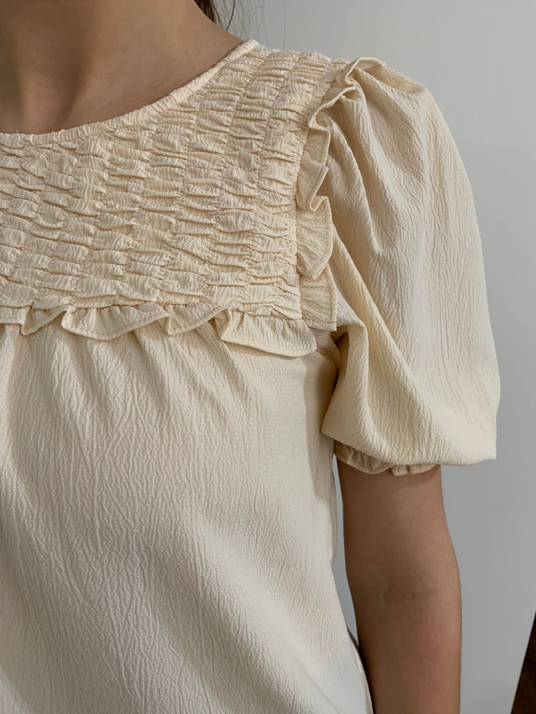 The Buttercream Smocked Top