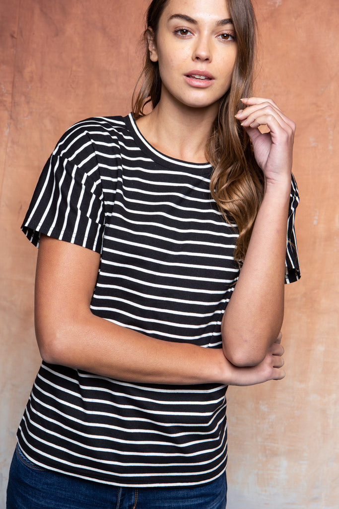 Jade Classic Stripe Tee in Black