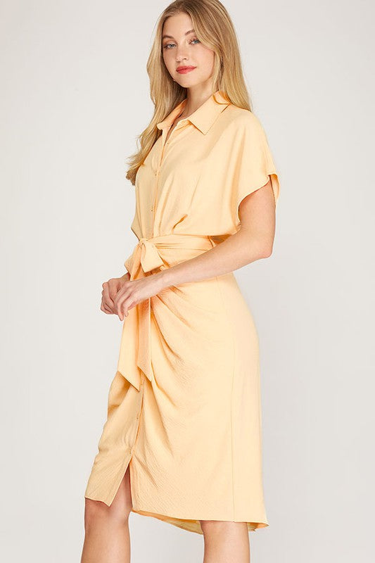 Danielle Ruched Dress in Buttercream